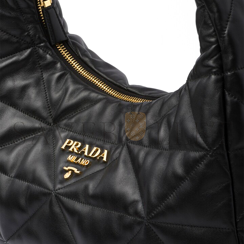 PRADA LARGE TOPSTITCHED NAPPA-LEATHER BAG 1BC183 (40*27*11.5cm) 